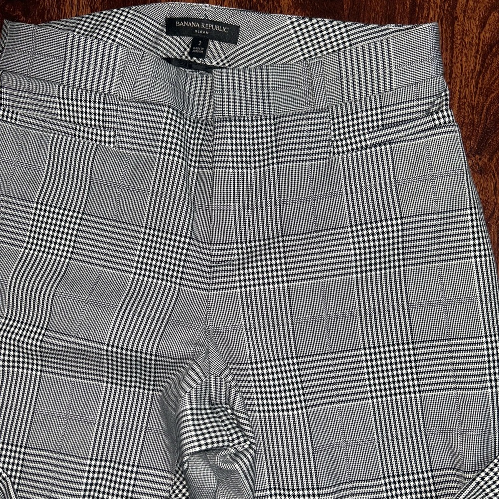 Banana Republic Women's 2 Black White Plaid Sloan Ankle Pants - Picture 9 of 11
